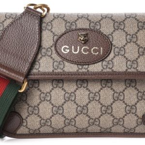 GUCCI
GG Supreme Web Totem Three Piece Monogram Shoulder Bag in Dark Brown